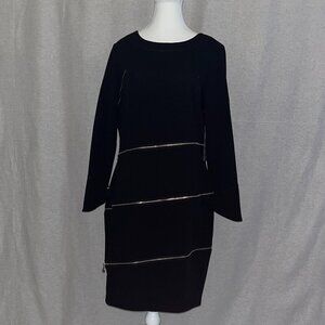 NWT - Samuel Dong Women's Black Long Sleeve Knee Length Dress Size M